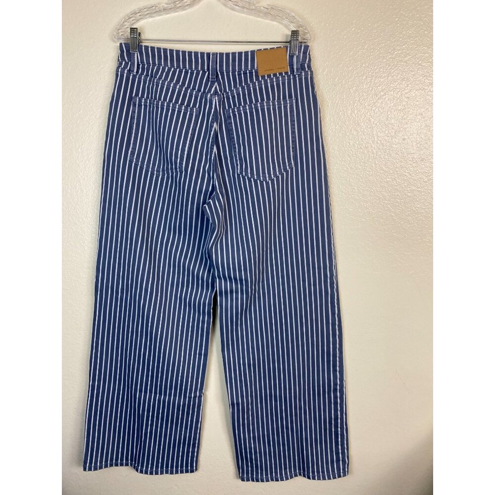 Seventy + Mochi Womens Blue White Striped Gracie Wide Leg Jeans Size 29 Y2K 90s